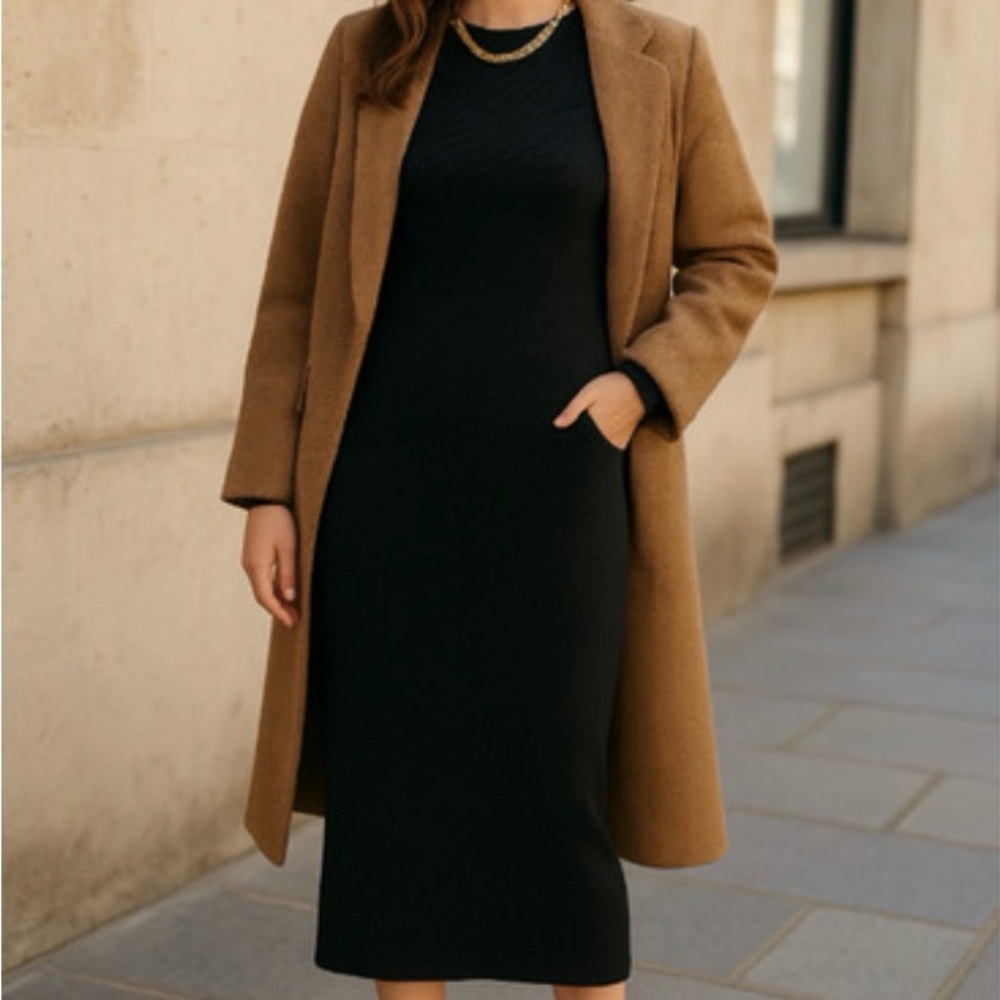 Jenni Kayne Charcoal Merino Wool Long Sleeve Sweater Dress